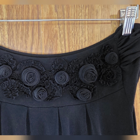 Chadwicks Black Strapless Mini Dress with Floral Accents Size S - Picture 2 of 8